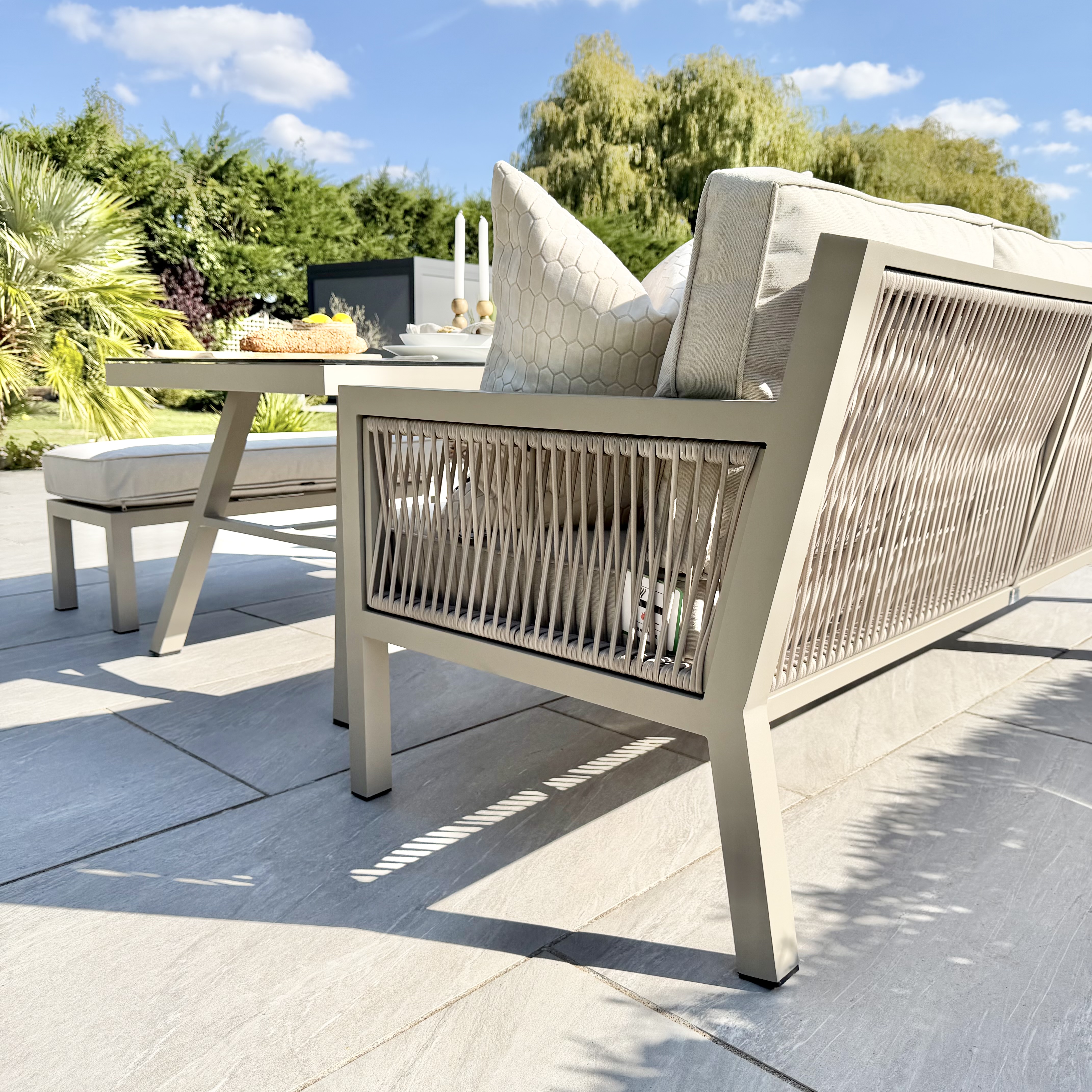 Chimes - Seville Aluminium Casual Corner Dining Set - Left Hand - Champagne